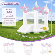 White Bounce House, Inflatable Bounce,Indoor  Outdoor Bouncy Castle with Blower