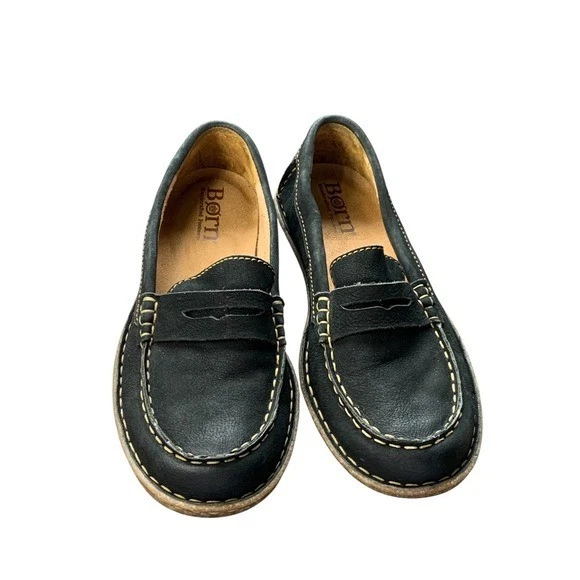 Mocasines Born Nerina Cuero Negro Nubuck Penny Cómodos Informales Sin Cordones Zapatos 8 Foto 2 de 4