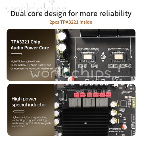 ST21PRO Bluetooth 5.2 Digital Amplifier Board 2.1 Channel 100W*2+200W Subwoofer - Picture 16 of 23