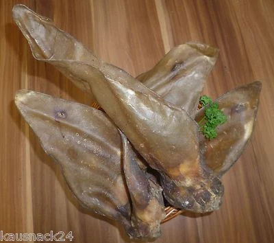 KAUSNACK24 50 Stück RINDEROHREN MIT MUSCHEL - TOP ANGEBOT - Kauspaß für große Hunde