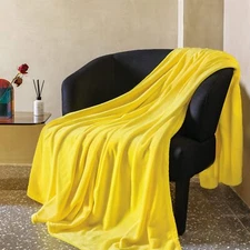 Fleece Blanket Twin Size Yellow 60 by 80 Inches Throw Blankets for Couch Sofa...