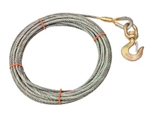 Fiber Core Winch Line 7/16" X 75' W/Swivel Hook Latch Wrecker Cable Tow USA HEMP