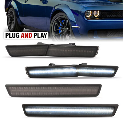 For Dodge Challenger Widebody 18-22 Smoked Front Rear LED Side Marker Lights