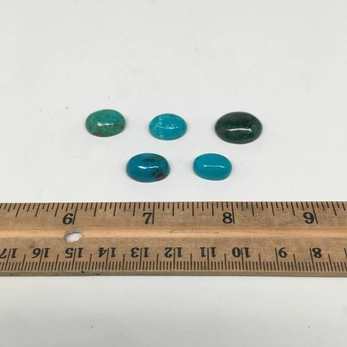 47 cts, 5pcs, Natural Oval Flat Bottom Chrysocolla Cabochons @Mexico,Lot38 - Picture 7 of 8