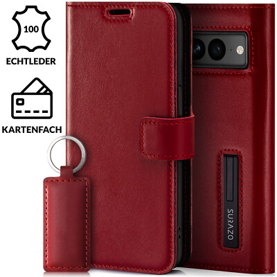 SURAZO  Echtleder Hülle Schutzhülle Flip Case Handyhülle Lederhülle Cover Tasche