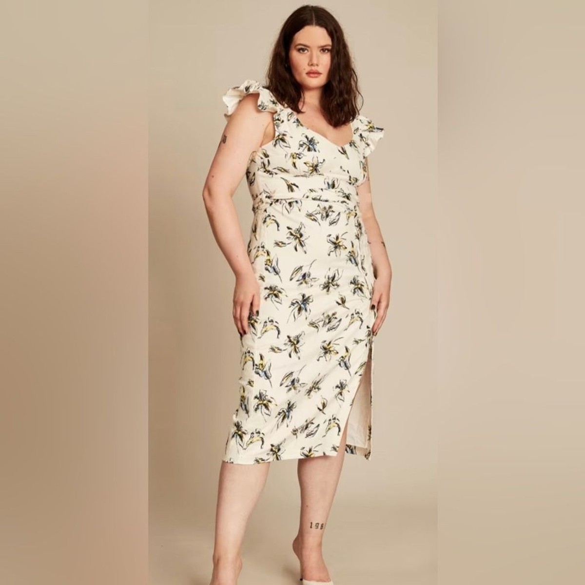 NWT Tanya Taylor Alyna Linen Blend Midi Dress in Lily - Size 22, MSRP $495  | eBay