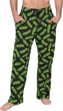 Rick and Morty Pickle Rick Black & Green Lounge Pants Men's Halloween Sleepwear