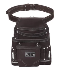 Leather Tool Pouch for carpenters 10 pockets Tool Belt Bag Electrician Framers