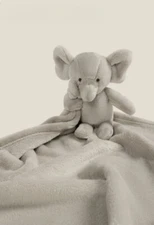 UNHIDE lil' marsh lovey baby blanket, GREIGE ELEPHANT, faux fur, 20"x20", NEW 