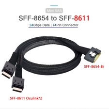 PCIE Slimline SAS SFF-8654 8i to 2 Ports OCulink 8611 4i Adapter Cable
