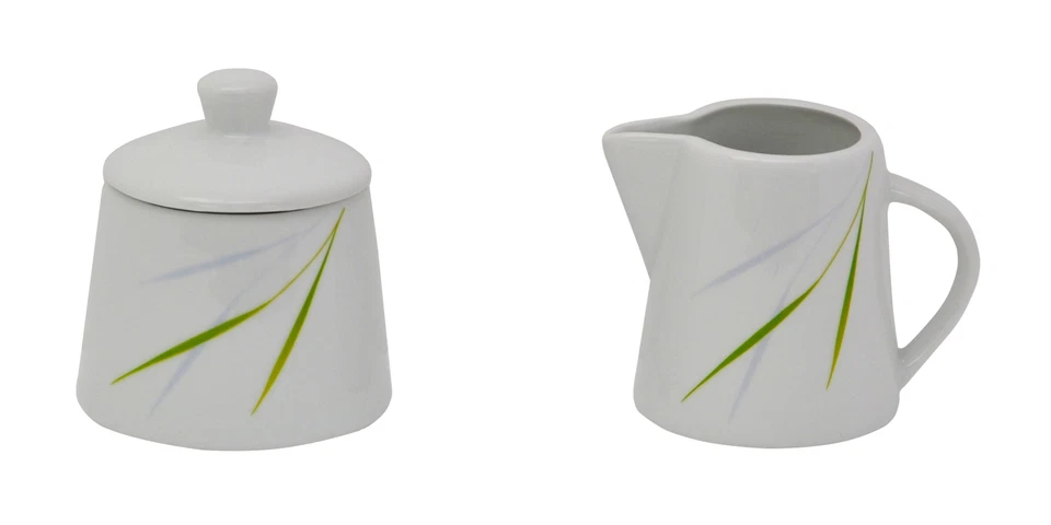 2tlg. Set Milchkännchen 22cl & Zuckerdose 26cl Aviva Milchgießer Porzellan weiß - Bild 1 von 3