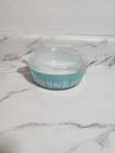 PYREX Amish Butterprint Turquoise 471 1 Pint Dish Casserole Glass Lid 470-C