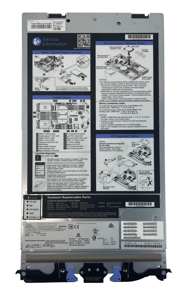 IBM BladeCenter 7875-AC1 HS23 2x 8-Core Xeon E5-2650v2 256GB RAM No HDDs 00Y5631 - Image 2 of 4