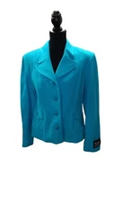 Boutique Essentials Women's Blue Wool and Cashmere Blazer Jacket 12 NWT $149