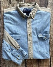 WRANGLER WESTERN SHIRTS DENIM SHIRT MENS SIZE XL EXCELLENT CONDITION