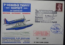 Supermarine S.6b Seaplane Schneider Trophy flight cover dated 1981