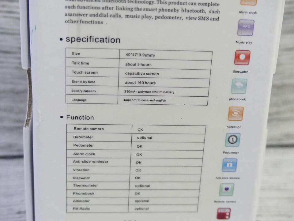 Uwatch Bluetooth Smartwatch (Black) Calls Text Music FM Radio (Open, Unused) - Image 3 of 4