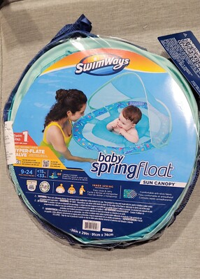 SwimWays Step 1 Spring Float Toddler POOL Seat 9-24m w/Sun canopy Cloth  33 lbs