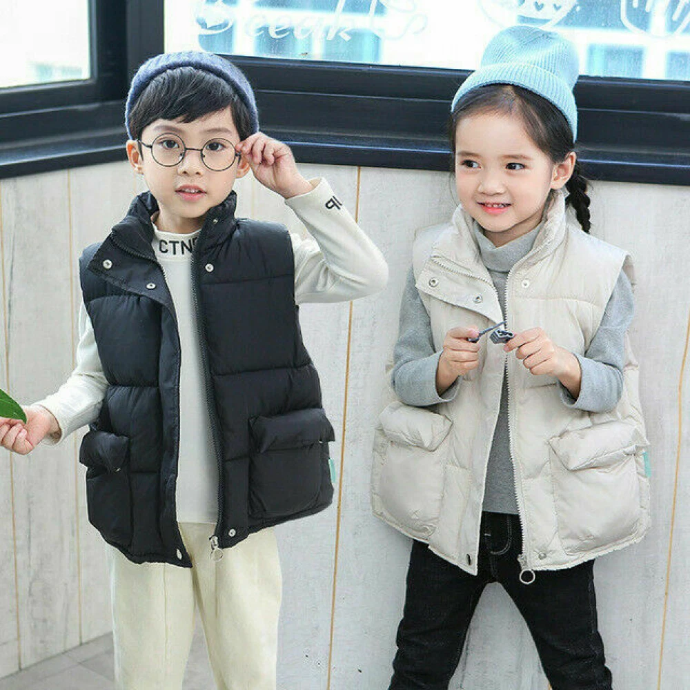 Bodywarmer Gilet Padded Vest Down Jacket Toddler Kid Boy Girl Baby Warmer Coat