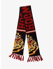 Harry Potter Hogwarts Crest Knit Black Scarf NWT