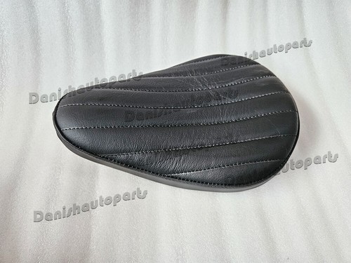 BLACK LEATHER VERT RIB CHOPPER SOLO SEAT & PILLION PAD TUCK & ROLL HARLEY BOBBER - Picture 4 of 23