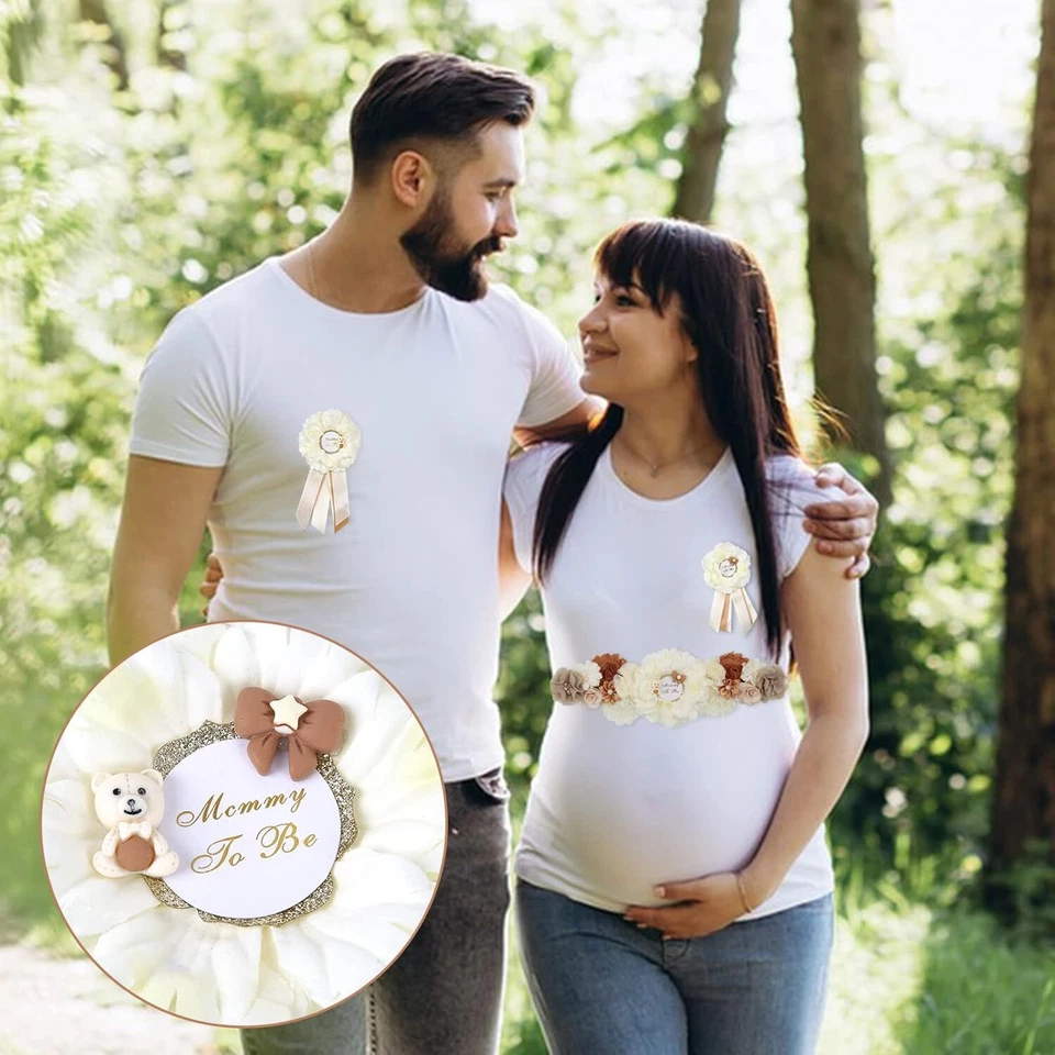 Faja de Maternidad de Peluche Mamá para Ser Papá para Ser Oso Tema Baby Shower Decoraciones... Foto 4 de 4