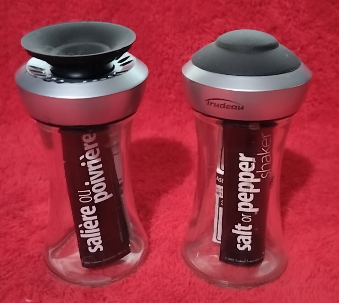 Set of 2 Trudeau Silicone and glass Pop Top salt and pepper shakers