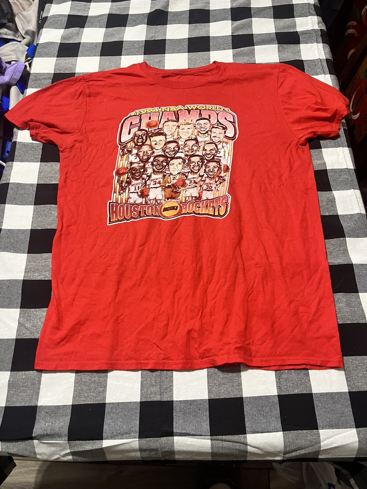1994 World Champs Houston Rockets Red Shirt Has No Tag Size XL Check Measurement