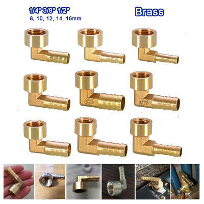 Messing Schlauchtülle 90° Winkel, Innengewinde x Schlauchnippel, 1/4'' 3/8'' 1/2''
