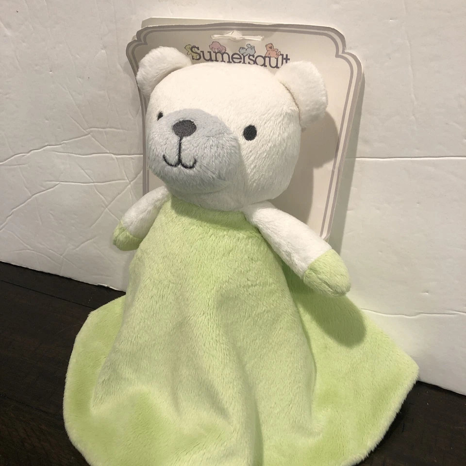 Juguete de peluche Sumersault Baby Security Friends Lovey verde suave/blanco raro NUEVO Foto 3 de 4
