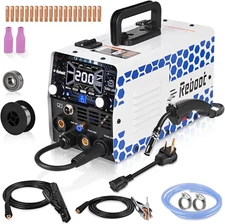 200Amp MIG Welder 120V 240V 5 in 1 Welding Machine, Multiprocess for Gasless Flu