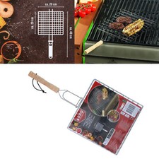BBQ Grillguthalter Grillkorb Grillgitter Grillwender Fleisch Gemüse Korb 20x20cm
