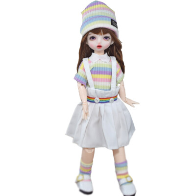 12 inch Girl Doll Cute Toy Joints Body and Full Set Outfits Brown Wig BJD Doll