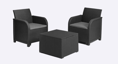 Keter Gartenmöbel Set Balkonmöbel Balkonset Loungemöbel Rattan 3 teilig Set
