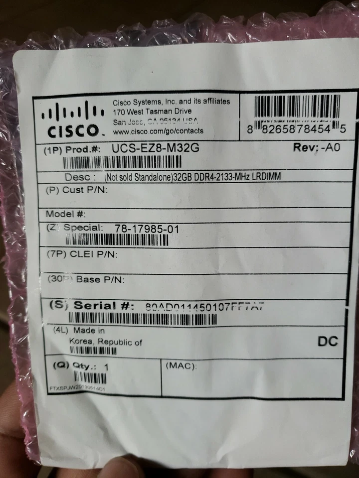 32GBDDR4 PC4-2133P LRDIMM Server Memory RAM for Cisco UCSC Server - Image 3 of 4