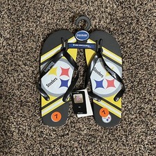 Pittsburgh Steelers NFL Men's Big Logo Flip Flops Sandals Unisex Size M Mens 7-8