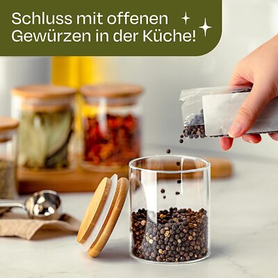 8 Gewrzglser Set 250ml Vorrats Aufbewahrung Dosen Glas Behlter Luftdicht  | eBay.de