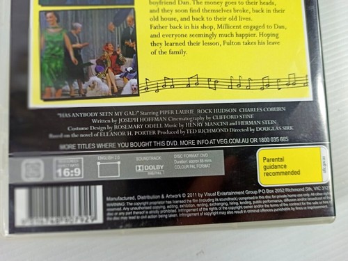 Has Anybody Seen My Gal DVD 1952 Region 0 Piper Laurie, Rock Hudson EXC - Picture 3 of 4