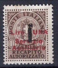 EMISSIONI LOCALI GUIDIZZOLO 1945 RECAPITO AUTORIZZATO 1 L. SU 10 C. N.2 G.O MH*
