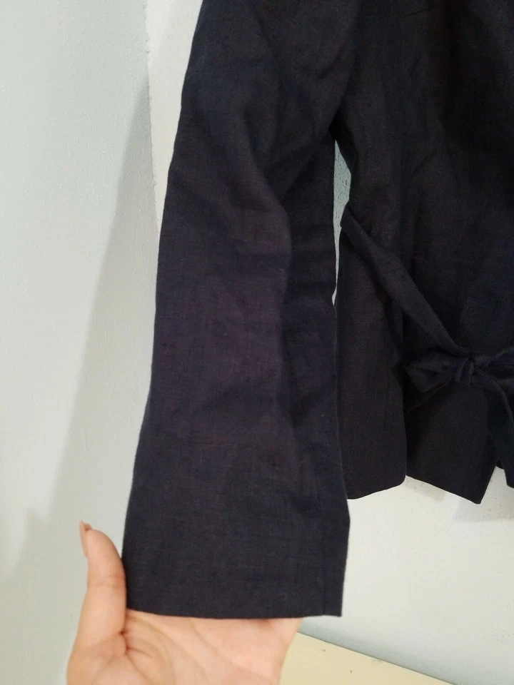 Blazer para mujer Amanda Smith de lino puro manga larga con cinturón 100 % lino.Talla 10 Foto 3 de 4