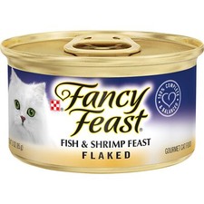 Fancy Feast Purina Wet Cat Food, Flaked Fish Shrimp Feast - 24 3 oz. Cans