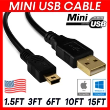 Mini USB Data Sync Charger Charging Cable 3/6/10/15 Feet Cord Arduino Dash Cam