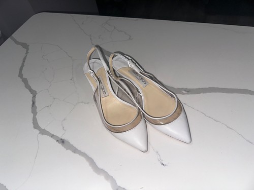 Jimmy Choo Gemma 40 Slingback Pumps White Clear Plexi Size 39 / US 8.5 Heels