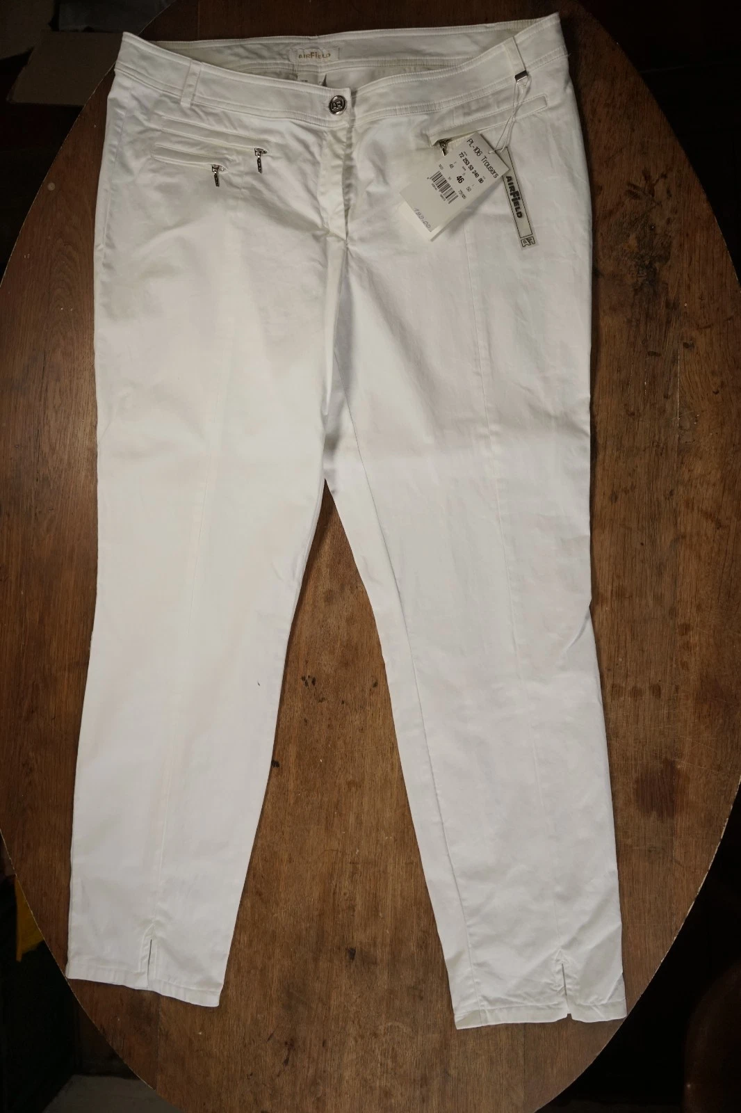 Airfield Trousers White New Woman Long 46 XXL Unisex Cotton Elastane Polyester