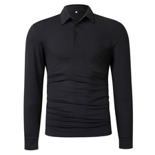 Men's Long Sleeve Polo Shirts, Lightweight Classic Golf Shirt with 3-Button, ...