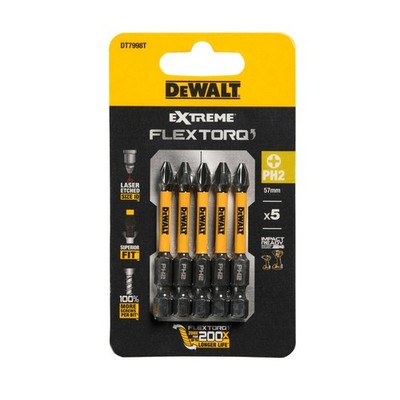 Schrauberbits PH2 DeWALT Extreme FLEXTORQ 57 mm (5 Stück) DT7998T