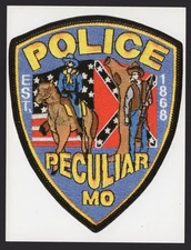 Postcard - Peculiar Missouri Police Symbol Badge Civil War Patch 