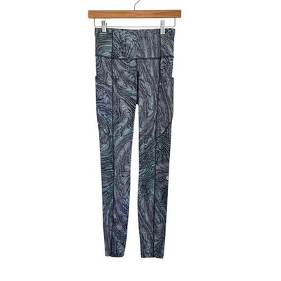 Lululemon Womens Fast and Free Leggings 28'' Sz 4 Dimensional Icing Blue Multi