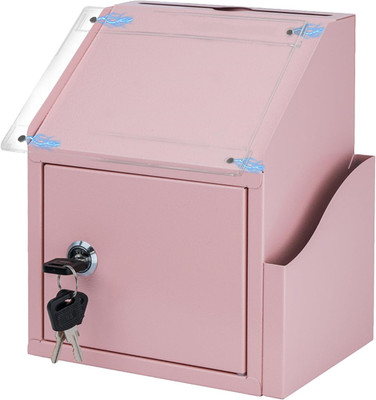 Suggestion Box with Slot and Lock, Secure Metal Ballot Box for Donation or Comme