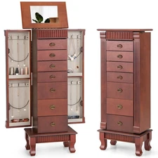 Giantex Standing Jewelry Armoire Cabinet Storage Chest with 7 Drawers 2 Side Doo